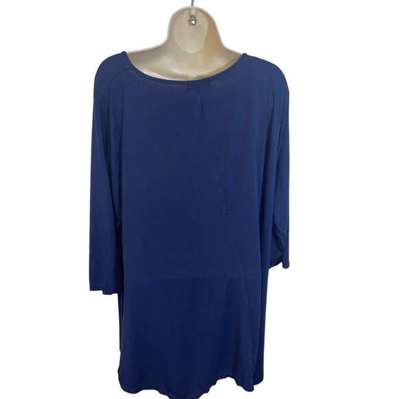 ZERDOCEAN Women's Plus 3X Navy Blouse Knit Blouse - Picture 2 of 11